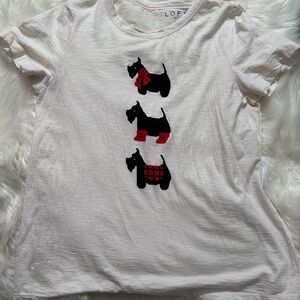 LOFT Off White Tee with Black and Red Scottie Dog Design